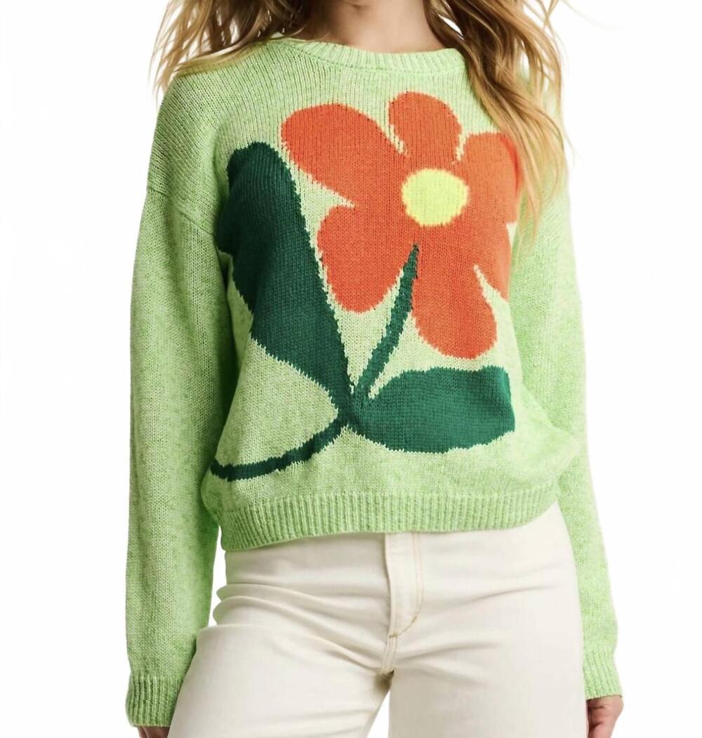 NEW LISA TODD bel fiore sweater in green crush